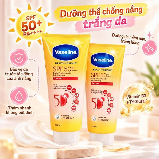 Dưỡng Thể Vaseline Healthy Bright SPF50 300ml – Bảo Vệ Toàn Thân - ảnh 3