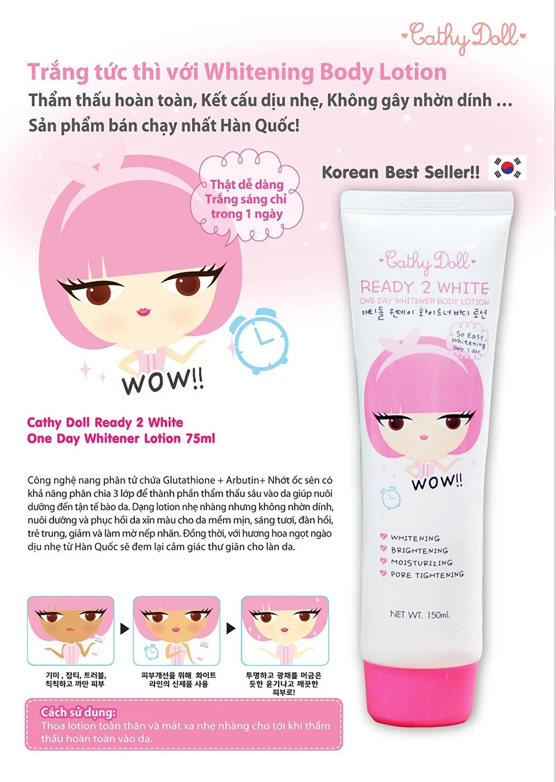 Sữa Dưỡng Trắng Body Ready 2 White Cathy Doll 150ml - ảnh 4