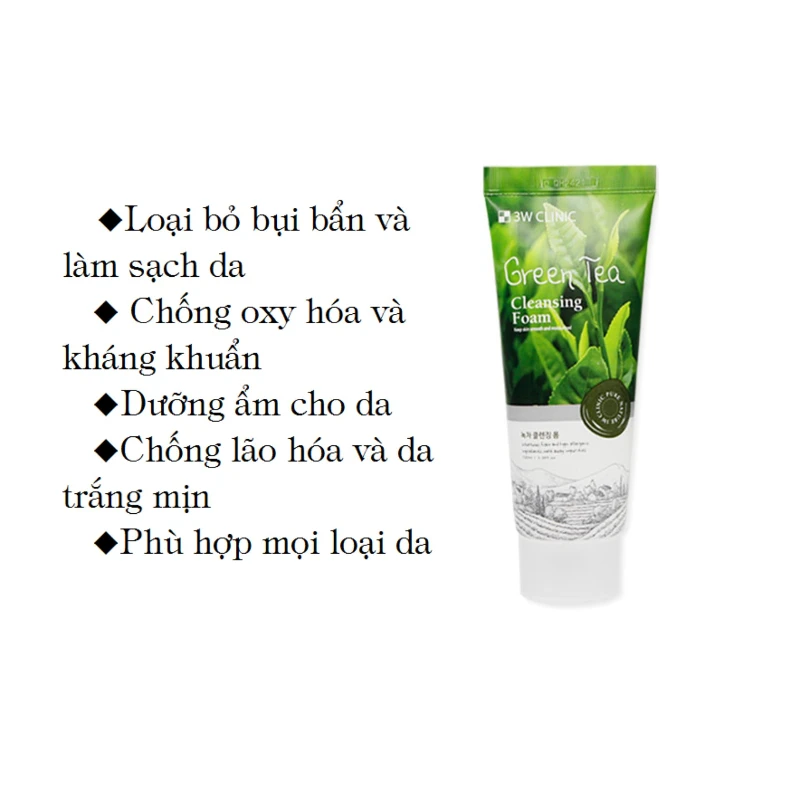 Sữa Rửa Mặt Chiết Xuất Trà Xanh 3w Clinic Green Tea Foam - ảnh 3