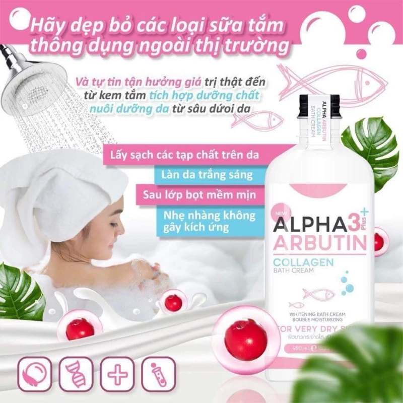 Sữa Tắm Trắng Da Alpha Arbutin 3 Plus Collagen Bath Cream - ảnh 2