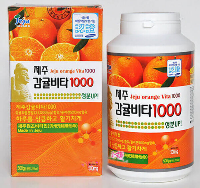 Viên Vitamin C Jeju Orange 500g 277 viên Hàn Quốc - Vitamin C từ cam quýt đảo Jeju Sức Khỏe-1