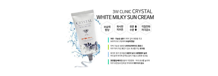 Kem Chống Nắng Crystal White Milky Sun Cream 3W Clinic Kem Chống Nắng-1
