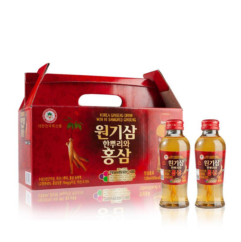 Nước Hồng Sâm Có Củ Won Ki Sam (120 ml x 10 chai) Nước Uống-1