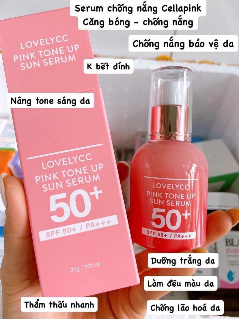 Serum chống nắng Lovelycc Pink Tone Up Sun Serum Kem Chống Nắng-1