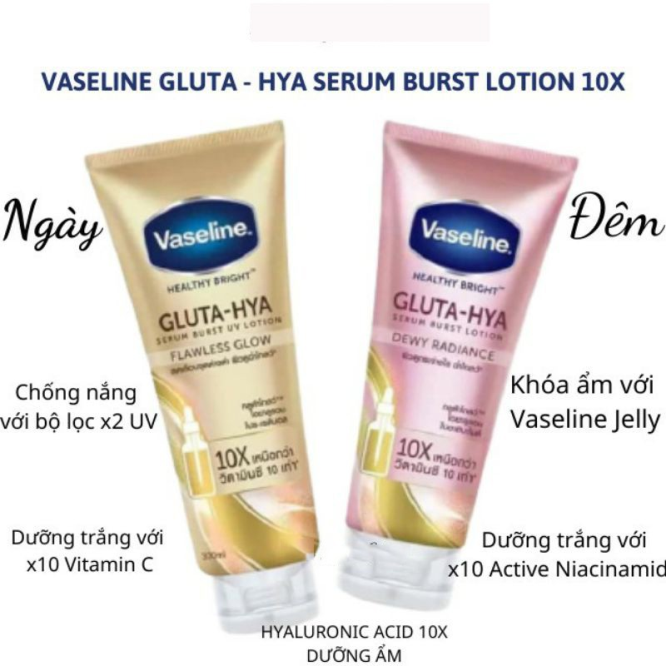 Sữa Dưỡng Thể Trắng Da Vaseline Healthy Bright Gluta-Hya Serum Burst Thái lan Dưỡng Thể-1