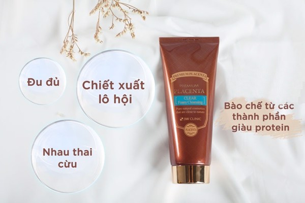 Sữa Rửa Mặt Chiết Xuất Nhau Thai Cừu 3W Clinic Premium Placenta Clear Foam Cleansing 180ml-3