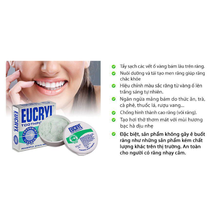 Bột Làm Trắng Răng Eucryl Toothpowder Nhập Khẩu Từ Anh-1