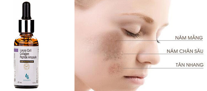 Tinh Chất Trị Nám Cao Cấp Dew And Dew Luxury Cell Collagen Peptide 30ml Dưỡng Da Mặt-1