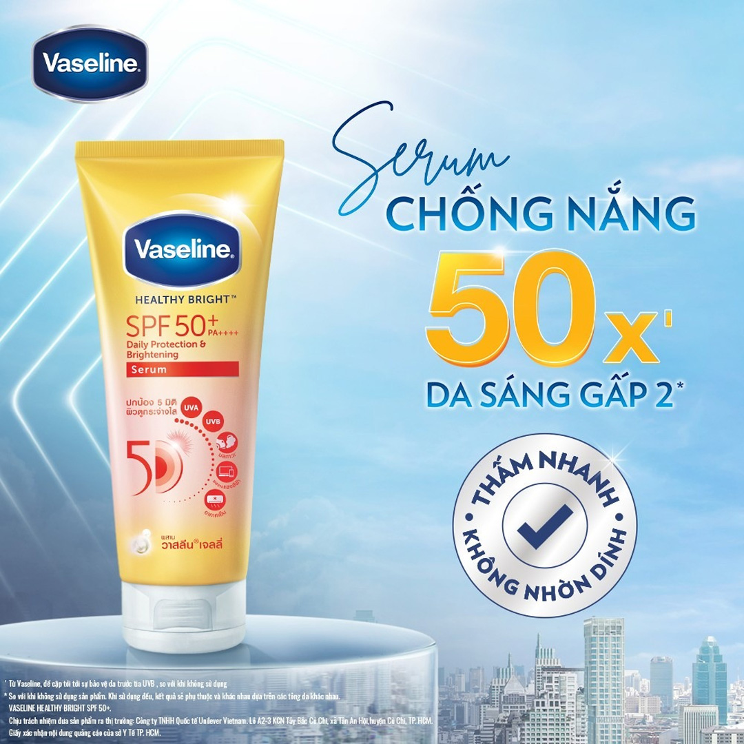 Dưỡng Trắng Body Vaseline 50X Healthy Bright SPF50 Thái Lan Dưỡng Thể-1