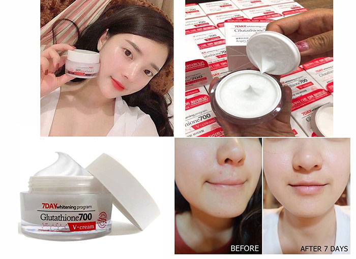 Kem Trắng Da 7Day Whitening Program Glutathione 700 V-cream Dưỡng Da Mặt-1