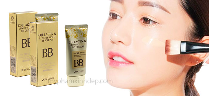 Kem Nền Che Khuyết Điểm Collagen And Luxury Gold BB Cream 3W Clinic Hàn Quốc Trang Điểm Khuôn Mặt-1