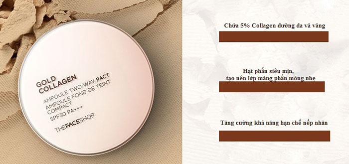 Phấn Phủ Gold Collagen Ampoule Two-Way Pact SPF30 The Face Shop Trang Điểm Khuôn Mặt-1