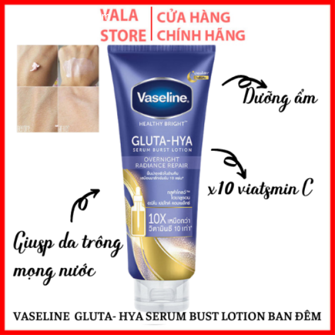 Sữa Dưỡng Thể Trắng Da Ban Đêm Vaseline Healthy Bright Gluta-Hya Serum Burst Lotion Dưỡng Thể-1